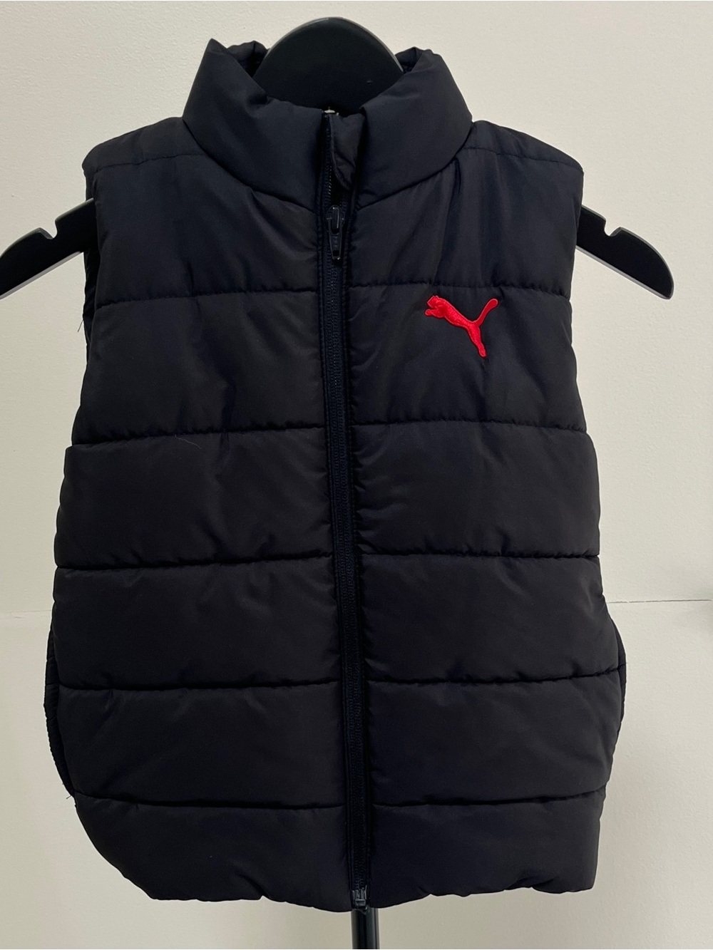 Puma Black Puffer Vest with Red Puma Logo - Kids